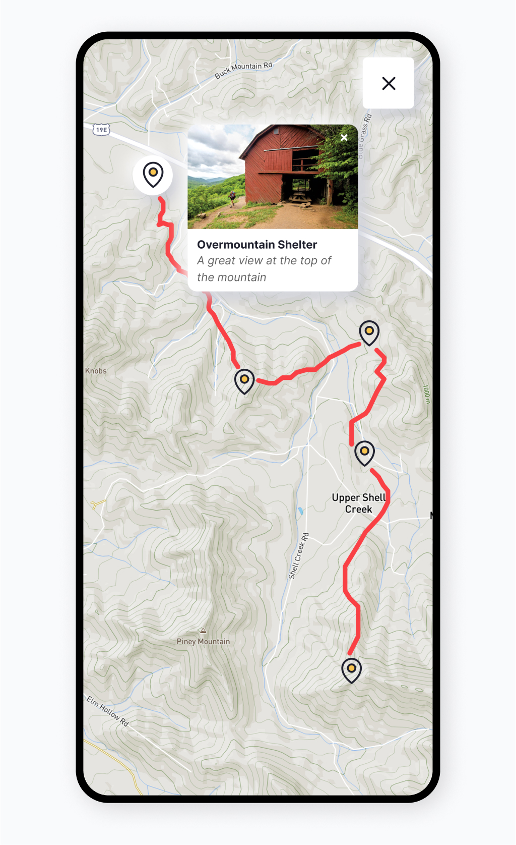 Yonderlust mobile map screen